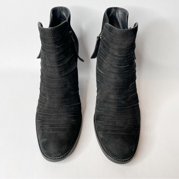 Paul Green Malibu Sliced Black Nubuck Double Zip Stacked Heel Bootie Size 7.5 - Picture 3 of 12